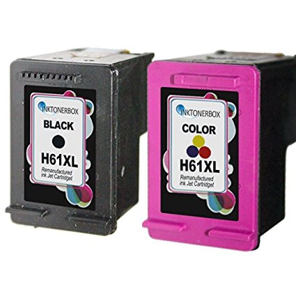 InkTonerBox (1 Black 1 Color 2 Pack) Remanufactured HP 61 XL Ink Cartridges Show Ink Level For DESKJET 3512 1512 1000 1010 1050 1051 1055 1056 2050 2510 3052A 3511 E ALL IN ONE 1510 2512 3000 3050 3050A 3051A