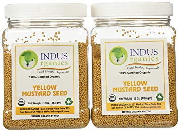 Indus Organic Yellow Mustard Seeds 16 Oz Jar (1X2), Freshly Packed