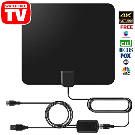 TV Antenna 4K Amplified Digital TV Antenna 50 Miles Range with 13 Foot Coax Cable - HDTV Amplifier Support 4K 1080P