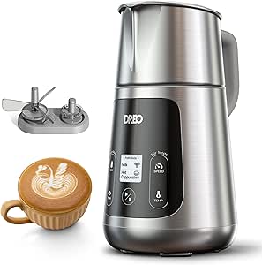 Dreo All-in-1 Milk Frother, Automatic Foam Maker for Latte Art-level Microfoam and Hot/Cold Coffee, 27oz/800ml Electric Milk Warmer with 30  Drinks, Dishwasher Safe, Dairy/Plant-Based Milk