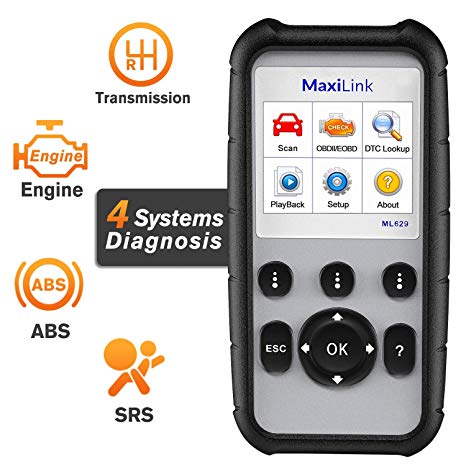 Autel MaxiLink ML629 OBD2 Diagnostic Scanner ABS/SRS/Engine and Transmission 4 Systems Related Diagnosis with Auto VIN, DTC Lookup, Ready Test, Upgraded Version of ML619