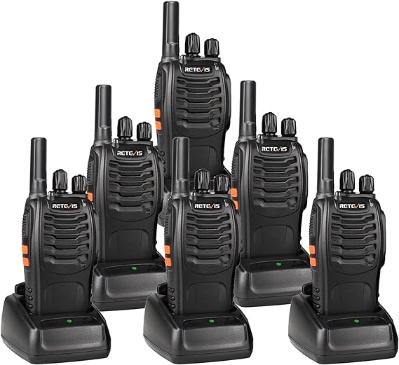 Retevis H-777 Walkie Talkies for Adults Long Range Hand Free Handheld Rechargeable Two Way Radio Business 2 Way Radios with Charger (6 Pack)