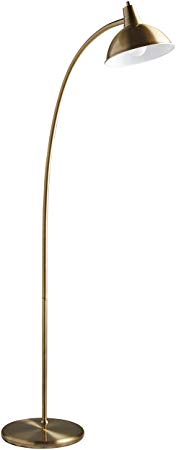 Rivet Mid Century Modern Standing Living Room Floor Lamp With Light Bulb - 58.5 Inches, Brass