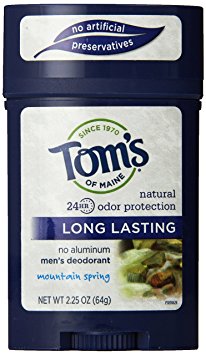 Tom's of Maine 24 Hour Mens Long Lasting Deodorant, Mountain Spring, 2.25 Ounce, 3 Piece