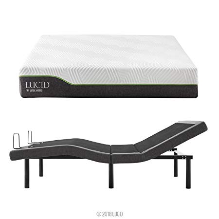 LUCID L300 Adjustable Bed Base with 10 Inch Latex Hybrid Mattress - Twin XL