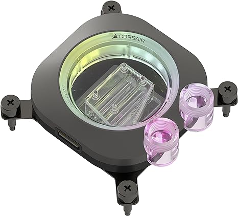 CORSAIR iCUE Link XC7 RGB Elite CPU Water Block - Transparent Flow Chamber - 24 RGB LEDs - Fits Intel® LGA 1700, AMD® AM5 and Older - Stealth Gray