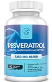 Resveratrol - 1250 MG Extra Strength Supplements - 30 Day Supply - The Best All-Natural Formula for Healthy Immune and Cardiovascular System - Total Anti-Aging Antioxidant Skin Protection- 60 Capsules