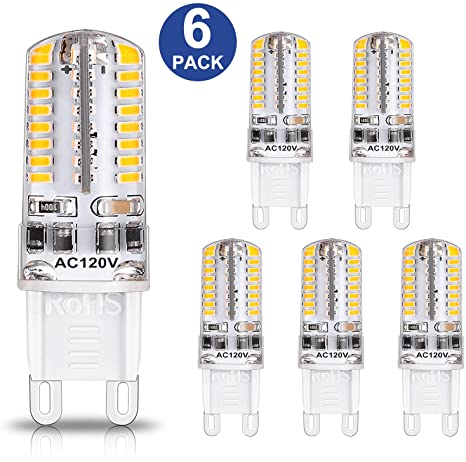 YGS-Tech Dimmable G9 LED Bulbs, 4W(35W Halogen Equivalent), 3000K Warm White, CRI80, G9 Base Bulb for Chandelier, Interior Decoration Lighting, Commodity Display Lighting, 6-Pack