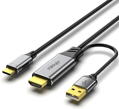 HDMI to USB C Cable 4K60Hz, HDMI 2.0 to UsbC 6.6FT Soft Graphen Cable Adapter, Connect HDMI Laptop, PC, PS5, Xbox, Steam Deck Dock to USB-C Monitor, Nreal Air, Xreal Air, Touchable Portable Monitor