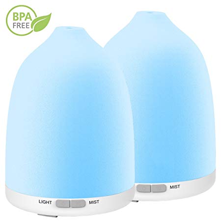 2PACK Essential Oil Diffuser, Iextreme Aroma Diffuser Ultrasonic Cool Mist Humidifier 8 LED Lights With Waterless Auto Shut-Off Scented Oil Diffuser