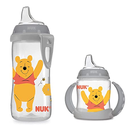 NUK Disney Winnie the Pooh 10 Ounces Active Cup Silicone Spout with NUK Disney Winnie the Pooh 5 Ounces Learner Cup Silicone Spout