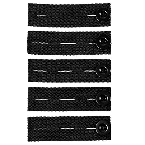 Elastic Trouser Waist Button Extender 5-Pack - Adjustable Button Extenders for Trousers by Comfy Clothiers