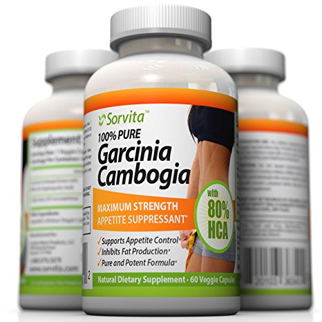 Sorvita Garcinia Cambogia Extract with 80% HCA (Hydroxycitric Acid) - Premium Natural Weight Loss Supplement with Pure Extract (Fruit Rind) & Absolutely No Fillers or Artificial Ingredients