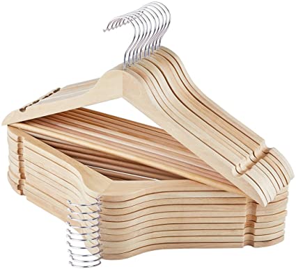 Home Love Clothes Hangers, 20 Pack Wooden Coat Hangers with Pants Bar Smooth Finish Solid Wooden Hangers. (Natural, 20)