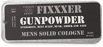 Natural Men's Solid Cologne "GUNPOWDER" (18g) metal tin, Fixxxer Brand