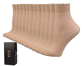 Fitu Women's 50D Extra Soft 12 Pairs Sheer Nylon Ankle High Tights Hosiery Socks