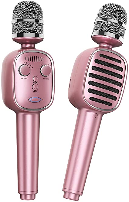 Wireless Bluetooth Karaoke Microphone, Protable Handheld Karaoke Mic Speaker Singing Machine with Voice Changer, Record, Playback & Reverb for Kids and Adults