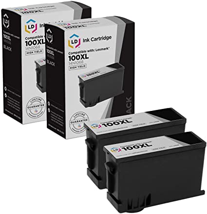 LD Compatible Ink Cartridge Replacement for Lexmark 100XL 14N1068 High Yield (Black, 2-Pack)