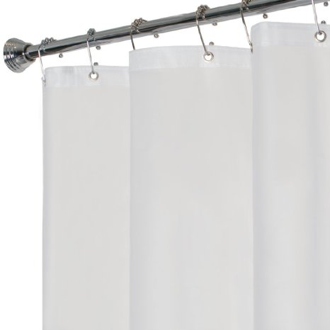 Hotel Collection Heavy Duty Shower Curtain Liner 70 in. x 70 in. by Momentum Home. Easy Clean Vinyl. Heavy Duty for Durability. Rust Resistant Metal Grommets. Features 3 Fully Waterproof Bottom Magnets to Keep the Shower Curtain in Place. Frosted