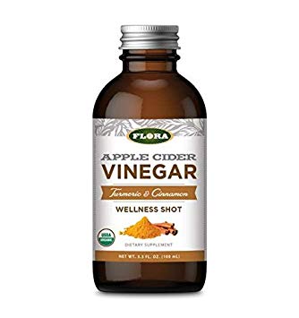 Flora Organic Apple Cider Vinegar Shots, Turmeric & Cinnamon, 3.3 Ounce