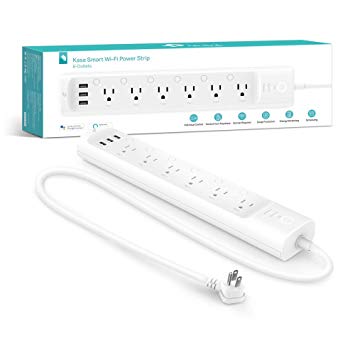 Kasa Smart Wi-Fi Power Strip by TP-Link - 6 Smart Outlets, Control from Anywhere, Energy Monitoring, Surge Protection, 3 USB Ports, No Hub Required, Works with Alexa & Google Assistant (HS300)