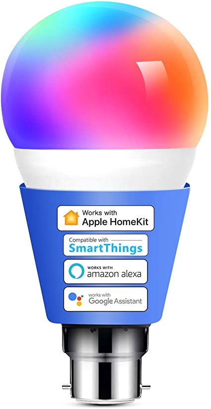 Homekit Smart Light Bulb Meross Smart Bulb B22 Compatible with Alexa, Google Home, Siri Voice Control Dimmable Multicolor LED Light Bulb Equivalent 60W