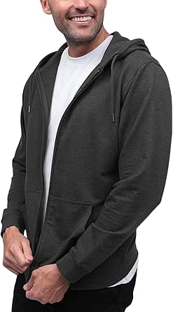 INTO THE AM Premium Zip Up Hoodies for Men S - 4XL Casual Lightweight Fitted Full Zip Sweatshirt