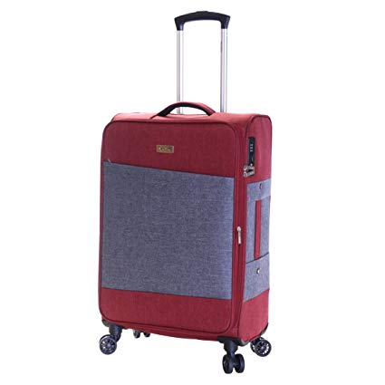 Karabar Medium Large Luggage Suitcase Bag Expandable Lightweight M Size 68 cm 70 litres 3.5 kg with 4 Spinner Wheels and Integrated TSA Number Lock, Chelsea Red