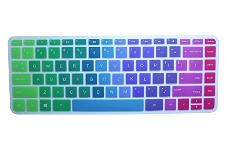 Colorful Keyboard Cover for HP 14-ab 14-ac 14-ad 14-an, Stream 14-ax Series,14-ab010 14-ab166us 14-ac159nr 14-al062nr 14-an010nr 14-an013nr 14-an080nr 14-ax010nr 14-ax020nr ax020wm ax050nr (Rainbow)