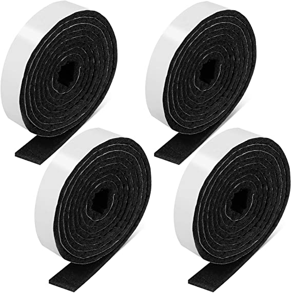 4 Rolls 1/2 x 60 Inch Self-Stick Heavy Duty Felt Strips Self Adhesive Felt Tapes Polyester Felt Strip Rolls for Protecting Furniture and Freedom DIY Adhesive, 240 x 0.5 x 0.12 Inches (Black)