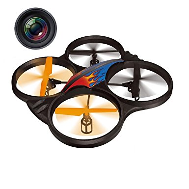 Haktoys HAK907C 17" Diagonal 2.4GHz 4CH RC Quadcopter, 6 Axis Gyroscope, Loop Function, Rechargeable, Ready To Fly, and LED Light (Camera Included)