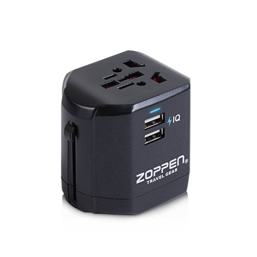 Zoppen International All In One Travel Adapter 2 USB Ports Converter Electric Charging Plugs,Black