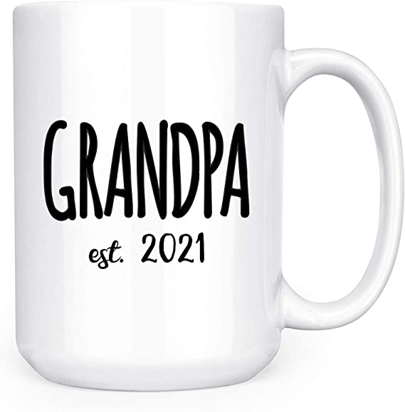 Grandpa Est. 2021 - New Grandparent - 15oz Deluxe Double-Sided Coffee Tea Mug