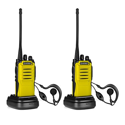 Amcrest ATR-22 Baofeng Two-Way Radio (2 Pack) Walkie Talkie (400-470 MHz), Lithium-Ion Battery, Flashlight, 16 Channels, Headphone and Mic (Yellow)