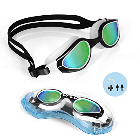 TOPLUS Swimming Goggles, No Leaking Anti Fog UV Protection Swim Goggles Soft Silicone Nose Bridge for Men, Women, Junior, Kids