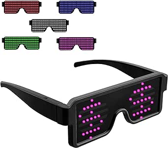 Upgrade Dynamic LED Glowing Glasses USB Rechargeable Light Up Glasses with Flashing Neon 11 Patterns Luminous Glasses