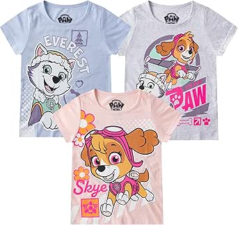 Paw Patrol Girls 3 Pack Short Sleeve T-Shirt for Toddler and Big Kids