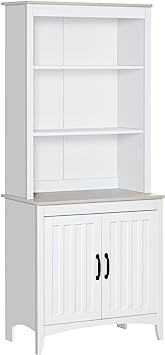 HOMCOM Buffet de Cuisine Armoire de Cuisine Multi-rangements 2 Portes avec Placard 1 étagère réglable - Hauteur 176 cm - Blanc