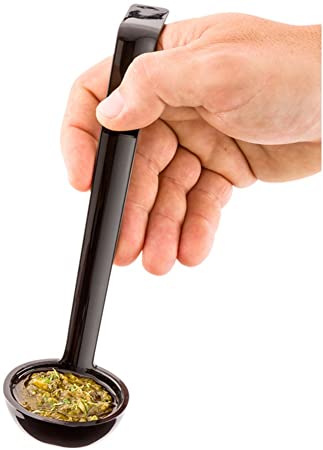 1 Ounce Serving Ladle, 1 Hook Handle Portion Ladle - Dishwasher-Safe, Reusable, Black Plastic Gravy Ladle, For Stirring, Pouring, And Serving - Restaurantware