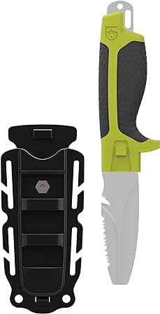 Gear Aid Tanu Dive and Rescue Knife with Sheath, 3” Blunt Tip Blade, Nav Green