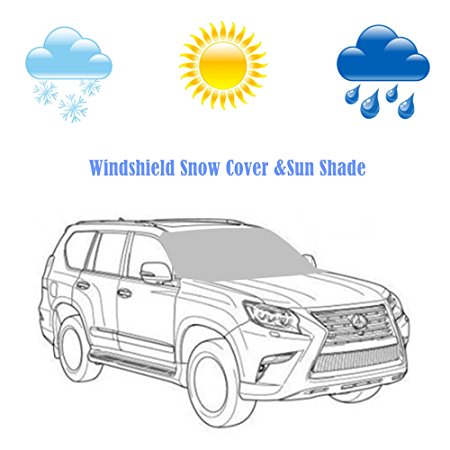 Universal Sunshade Covers Jackey Awesome Car Windshield Cover Foldable Protector Front Cover Block UV Reflecting Water-repellent Polyvinylchloride (For SUV)
