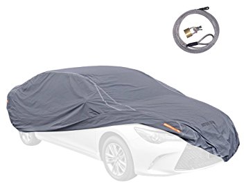 Motor Trend TrueShield Waterproof Car Cover - Heavy Duty Outdoor Fleece-Lined Sonic Coating - Ultimate 6 Layer Protection (XL Up to 210"L)