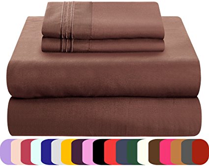 Mezzati Luxury Bed Sheets Set - Sale - Best, Softest, Coziest Sheets Ever! 1800 Prestige Collection Brushed Microfiber Bedding (Brown, Queen)