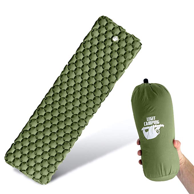 Legit Camping Sleeping Pad - Camping Pad for Backpacking and Camping - Inflatable Sleeping Mat Holds The Air in for Longer Hours - Compact Camping Mat for Best Outdoor Sleep - Rolls Tight