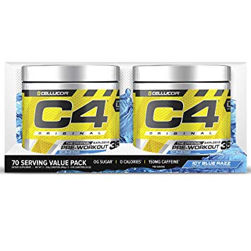 Cellucor Cellucor C4 Original Pre Workout Powder, Value Twin Pack, ICY Blue Razz, 70 Servings, Blue Raspberry, 70 Servings (Twin Pack), 288 Gram