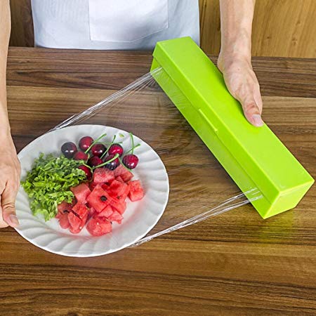 Matoen(TM) Vogue Plastic Kitchen Foil And Cling Film Wrap Dispenser Cutter Storage (Green)