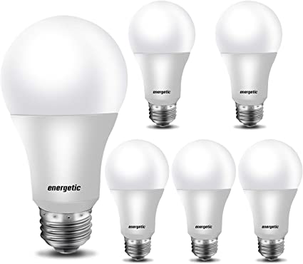 【Energy Star】60 Watt LED Light Bulb Daylight 5000K, Dimmable A19 LED Bulb, CRI90 , 800lm, UL Listed, 6 Pack