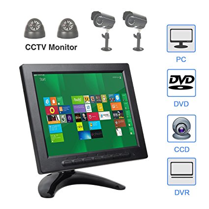 ALON 8 inch IPS CCTV Monitor with Remote Control TFT Color Video Monitor Screen Security Surveillance Monitor AV/VGA/BNC/HDMI/USB Input,Dual Speakers