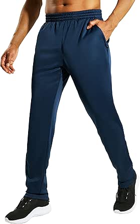 MIER Men’s Sweatpants with Pockets, Athletic Training Track Jogger, Soccer Warm-up Pants with Zipper Ankle