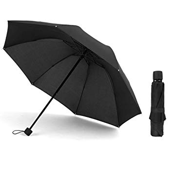 ATOFUL Compact Travel Umbrella - Folding Umbrellas for Wind/Rain with Matte Handle, 8 Ribs Upgraded